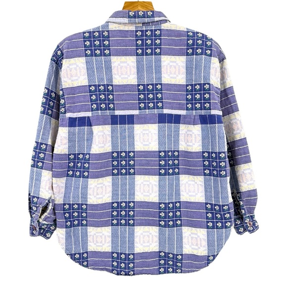 Vintage Angelique 90's Patchwork Flower Pastel Cabincore Button Up Shirt Size M - Picture 2 of 12